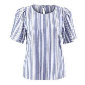 CAbi | Striped Wing Top Womens Seersucker Linen